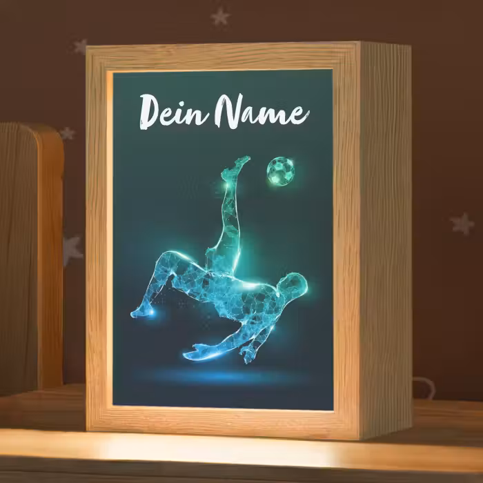 Nachtlicht Kinder mit Namen - Fußball - Fußballer - Junge - Schwarz