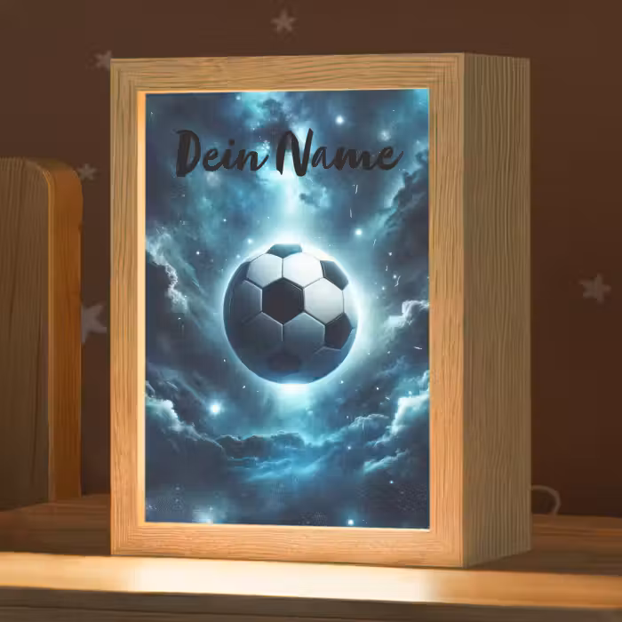 Nachtlicht Kinder mit Namen - Fußball - Galaxie - Raumfahrt - Sport - Blau