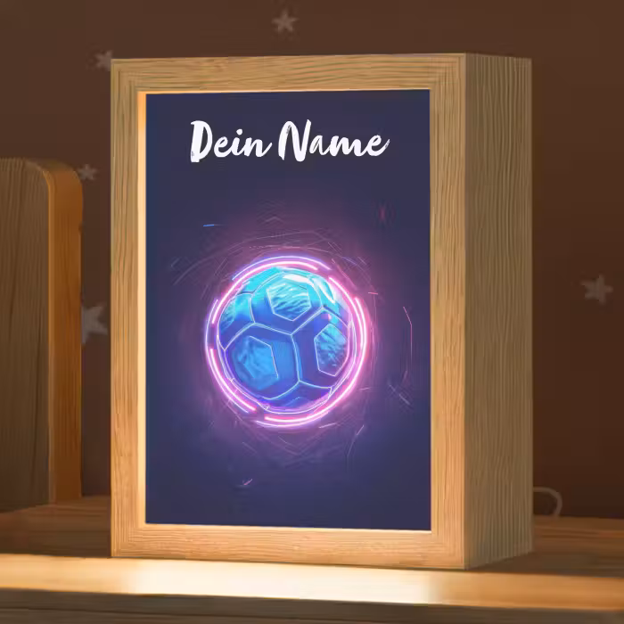 Nachtlicht Kinder mit Namen - Fußball - Sport - Blau - Lila