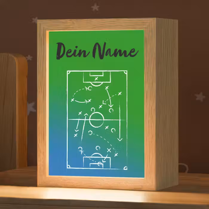 Nachtlicht Kinder mit Namen - Fußball - Taktik - Spiel - Grün - Blau