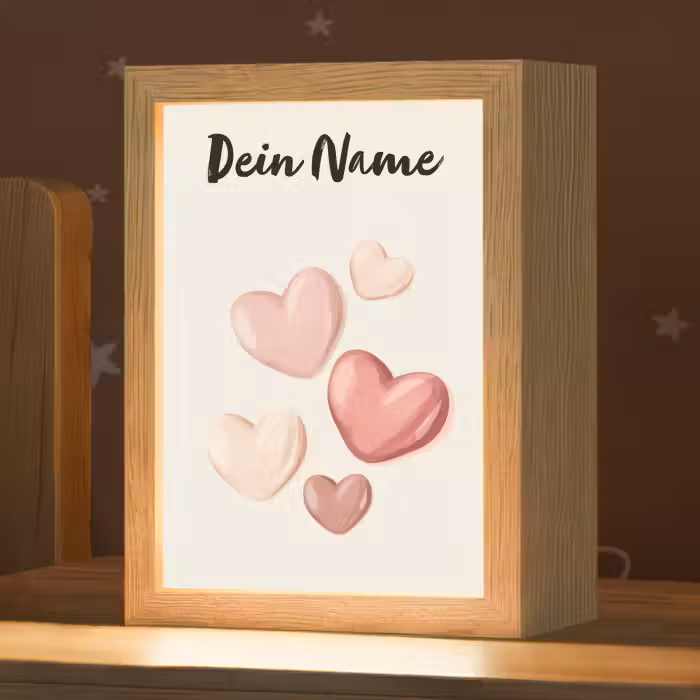 Nachtlicht Kinder mit Namen - Herzen - Rosa - Minimalistisch - Illustration