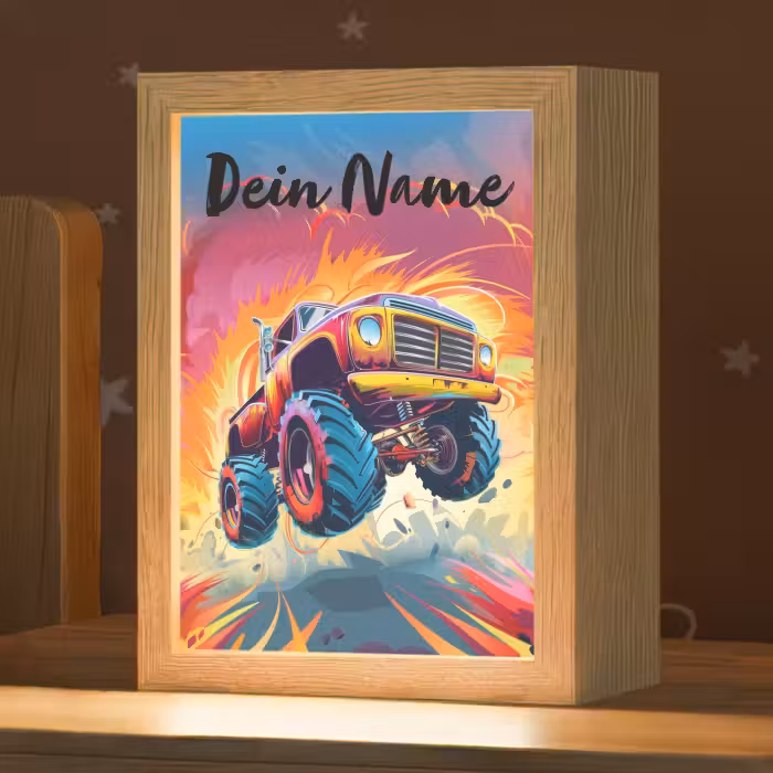 Nachtlicht Kinder mit Namen - Monstertruck - Auto - Jungen - Farbenfroh