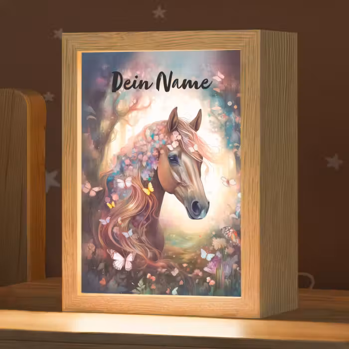 Nachtlicht Kinder mit Namen - Pferd - Natur - Blumen - Schmetterlinge - Wald