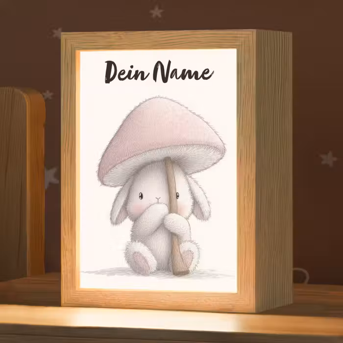 Nachtlicht Kinder mit Namen - Pilz - Kaninchen - Rosa