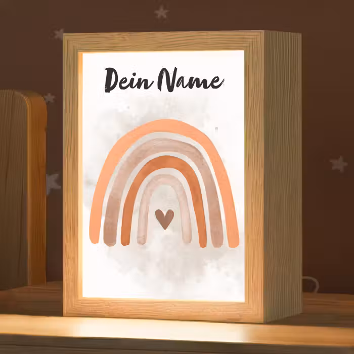Nachtlicht Kinder mit Namen - Regenbogen - Rosa - Pastellfarben - Herz
