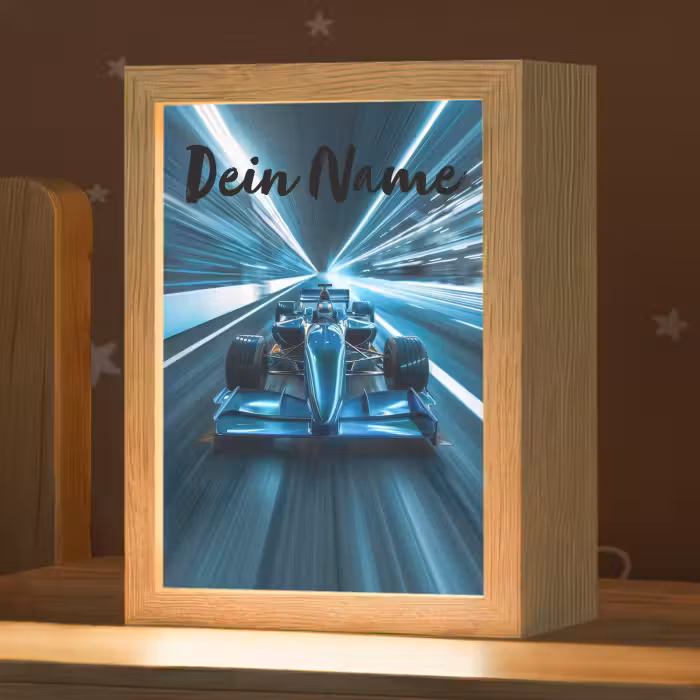 Nachtlicht Kinder mit Namen - Rennsport - Auto - Formel 1 - Jungen - Blau