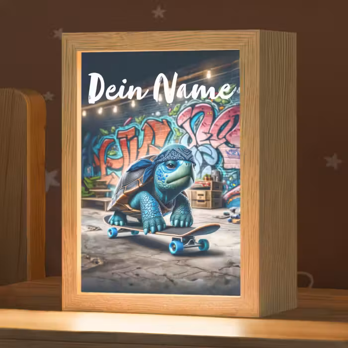 Nachtlicht Kinder mit Namen - Schildkröte - Graffiti - Skateboard - Jungen