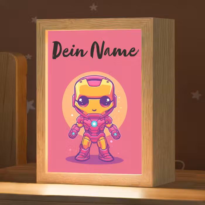 Nachtlicht Kinder mit Namen - Superheld - Jungen - Rot - Lila