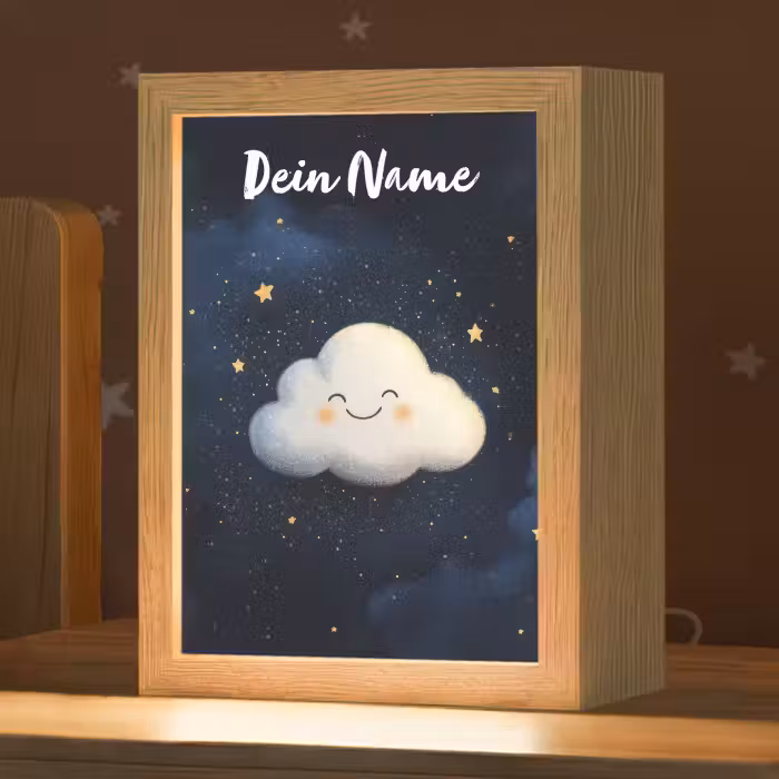 Nachtlicht Kinder mit Namen - Wolke - Gesicht - Sterne - Dunkelblau