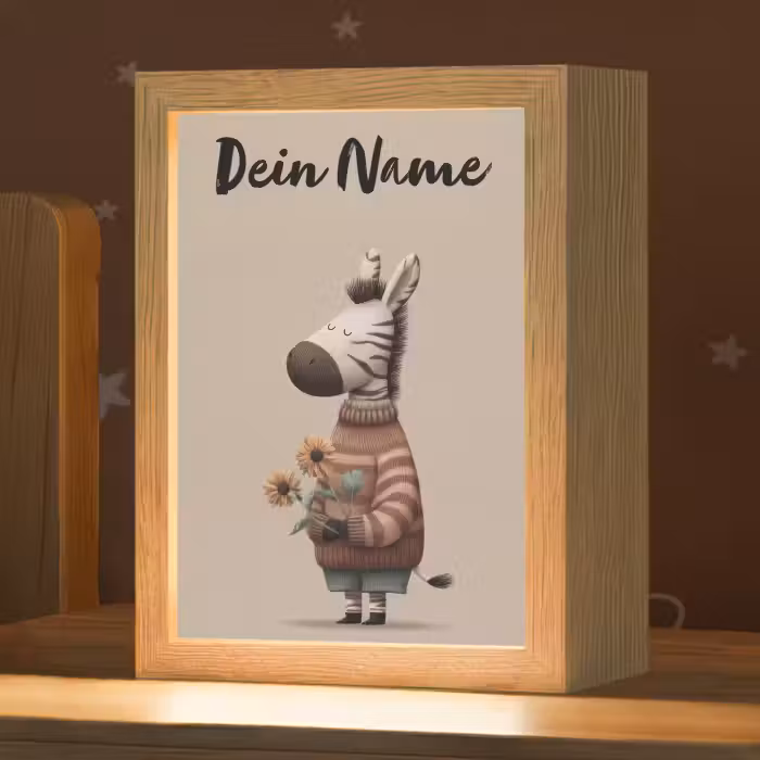 Nachtlicht Kinder mit Namen - Zebra - Sonnenblumen - Warm