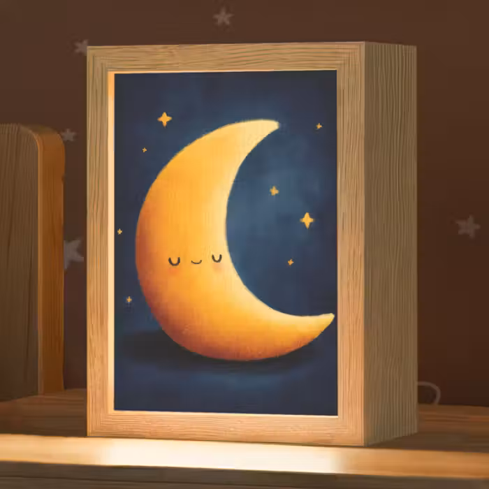 Nachtlicht Kinder - Mond - Gelb - Sterne - Gesicht