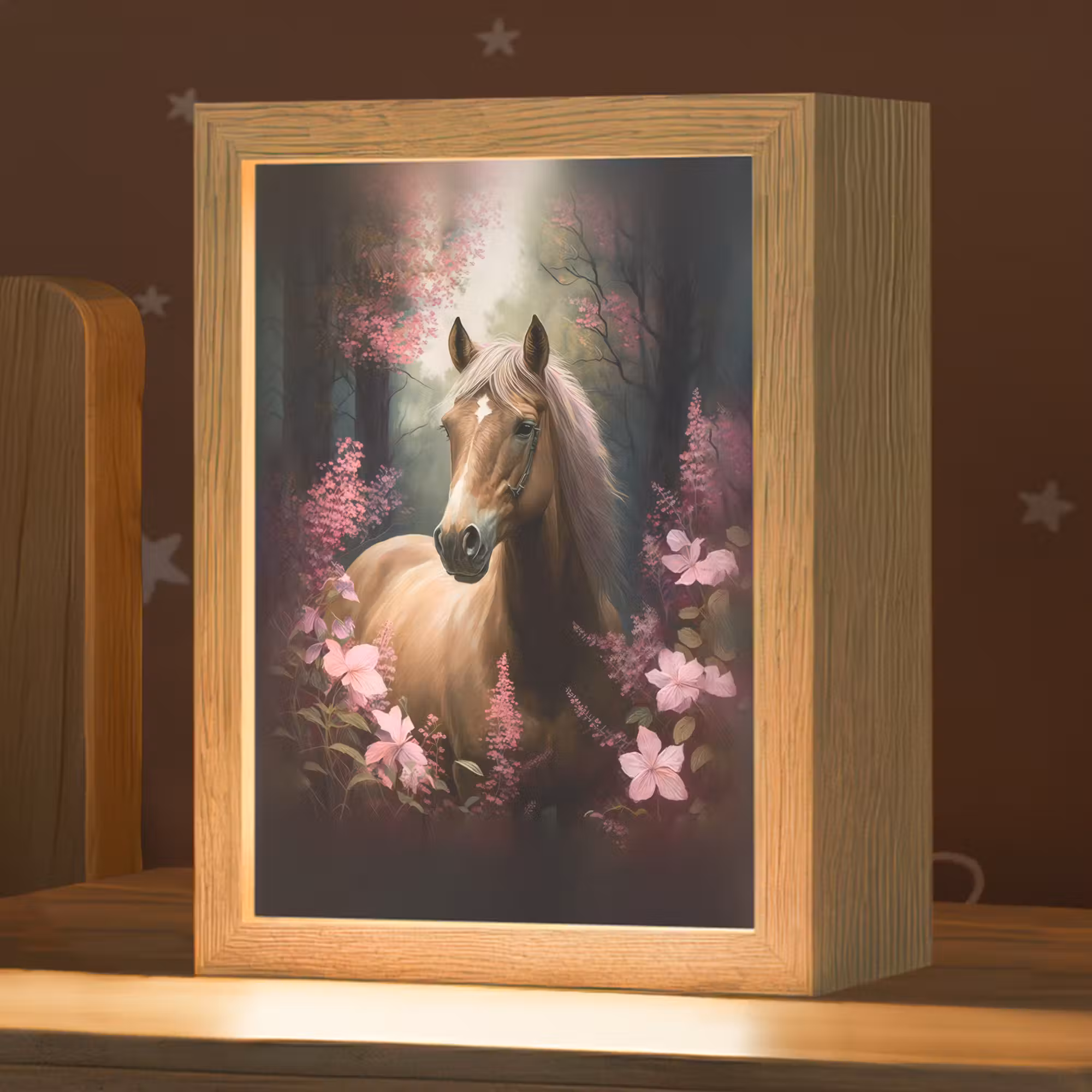 Nachtlicht Kinder - Pferd - Blumen - Rosa - Natur - Wald