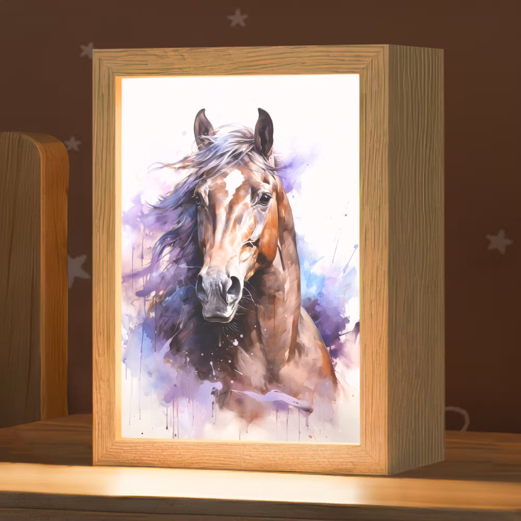 Nachtlicht Kinder - Pferd - Tiere - Mädchen - Lila - Braun