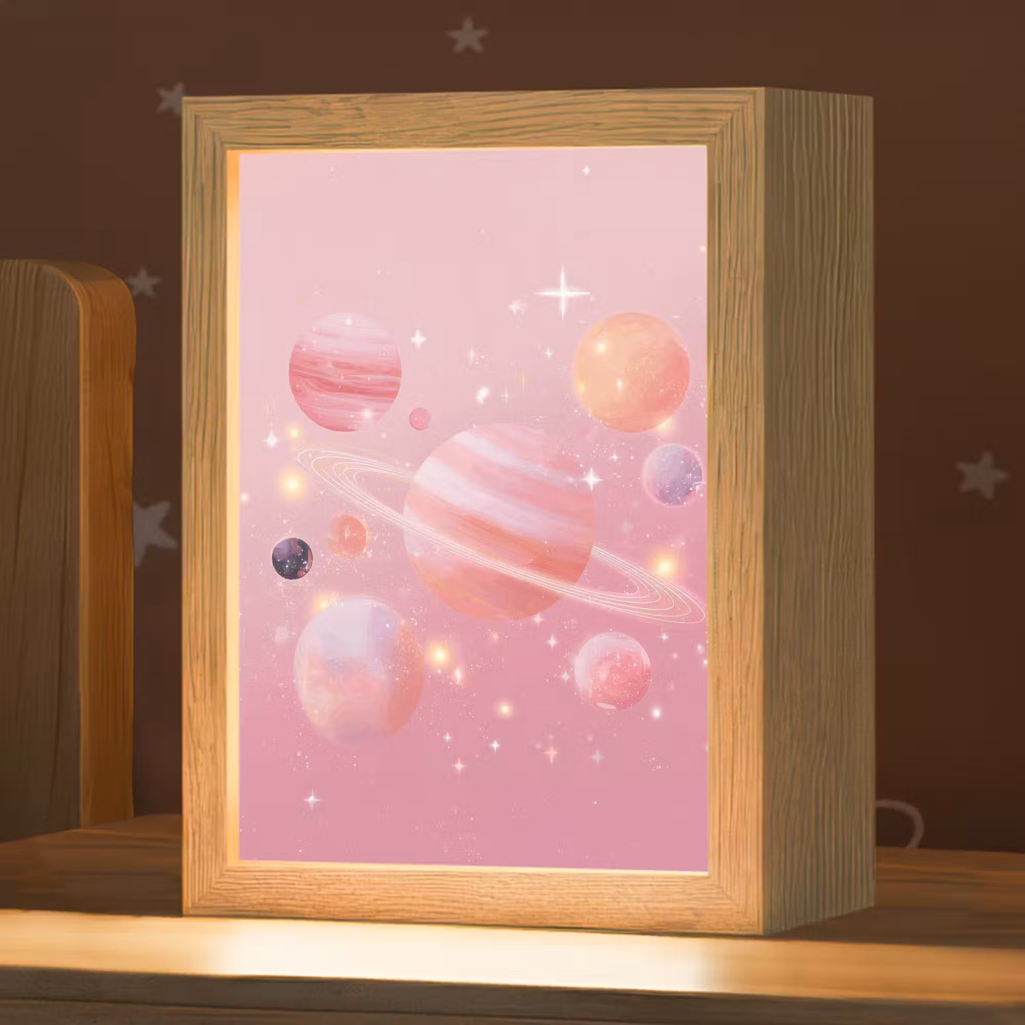 Nachtlicht Kinder - Planeten - Rosa - Sterne