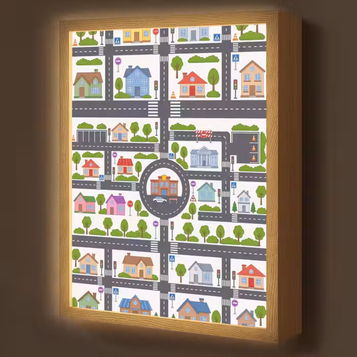 Nachtlicht Kinder - Stadt – Stadtplan – Illustration