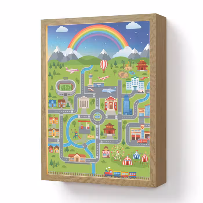 Nachtlicht Kinder - Stadt – Stadtplan – Karikatur