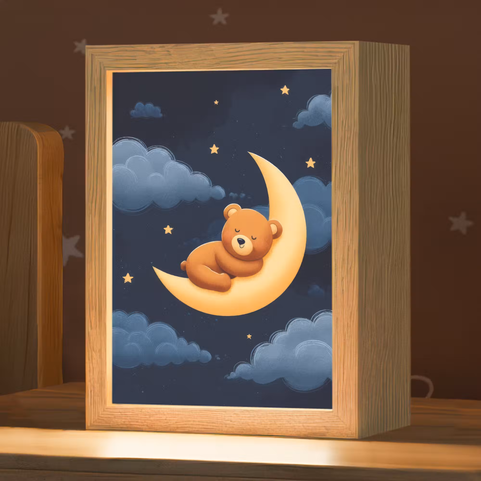 Nachtlicht Kinder - Teddybär - Mond - Wolken - Sterne
