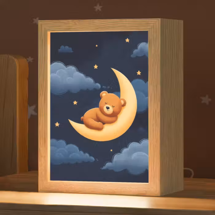 Nachtlicht Kinder - Teddybär - Mond - Wolken - Sterne