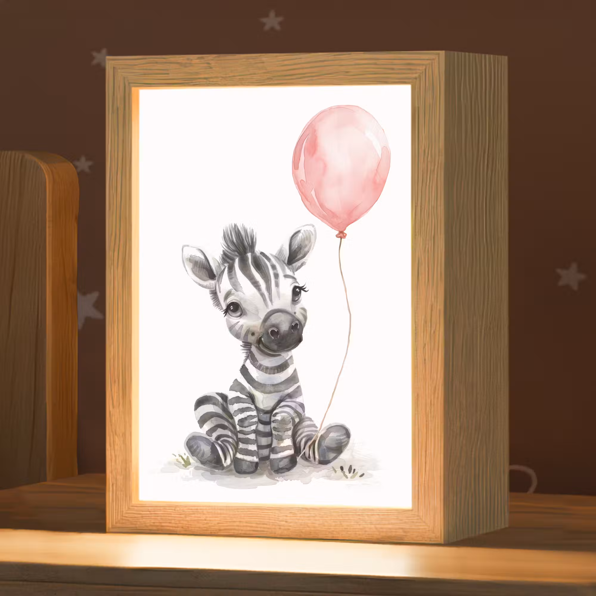 Nachtlicht Kinder - Zebra - Baby - Tiere - Rosa Luftballon