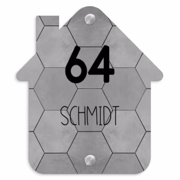 Namensschild Haustür Häuschen - Graue Fliesen - Modern