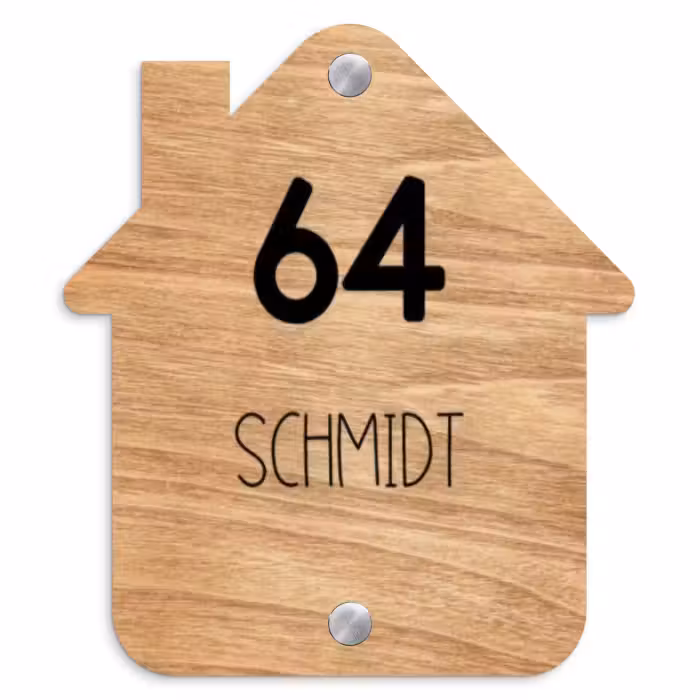 Namensschild Haustür Häuschen - Helles Holz - Modern