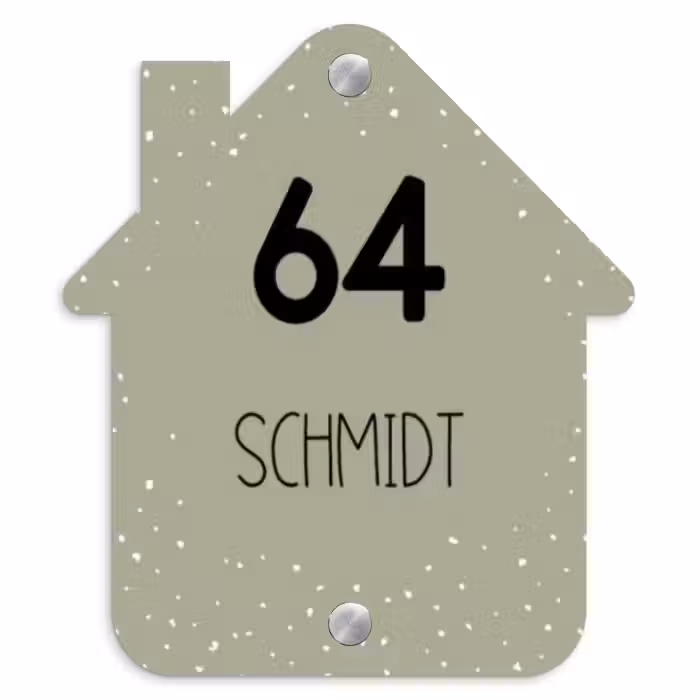 Namensschild Haustür Häuschen - Olivgrün mit Polka Dots - Modern