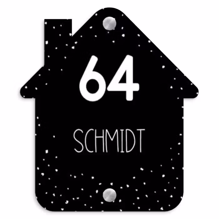 Namensschild Haustür Häuschen - Schwarz mit Polka Dots - Modern
