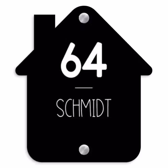 Namensschild Haustür Häuschen - Schwarze Oberfläche - Modern