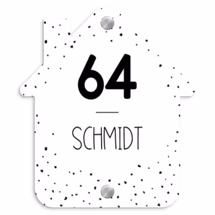 Namensschild Haustür Häuschen - Weiß mit Polka Dots - Modern