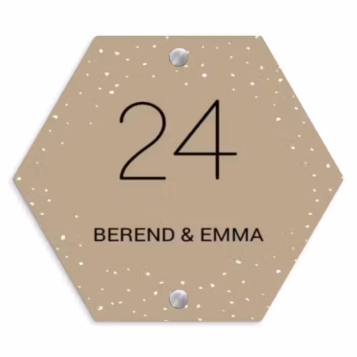 Namensschild Haustür Hexagon - Beige mit Polka Dots - Klassisch