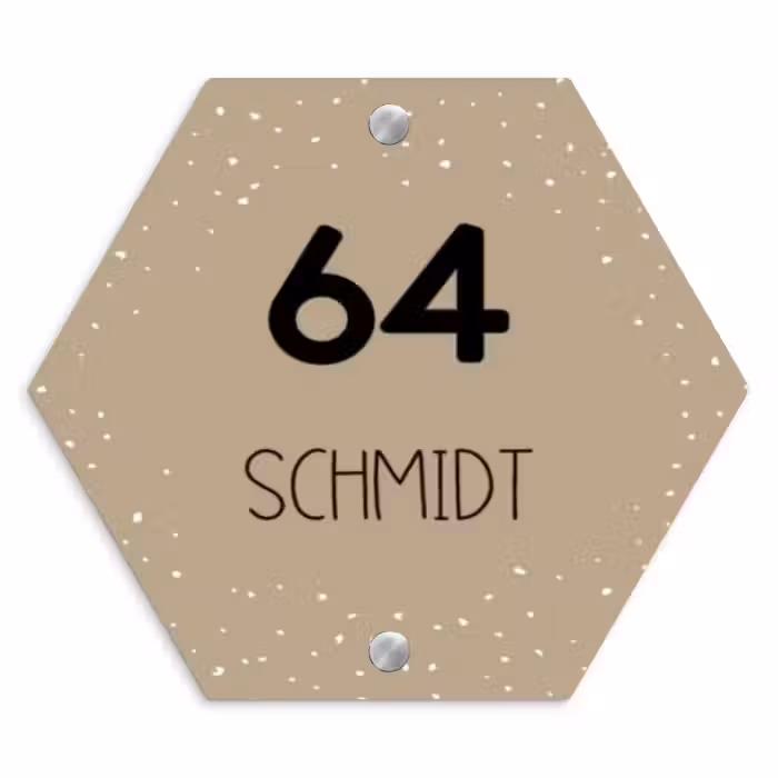 Namensschild Haustür Hexagon - Beige mit Polka Dots - Modern