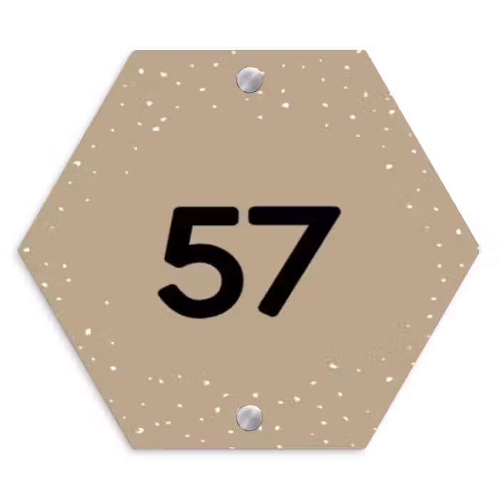 Namensschild Haustür Hexagon - Beige mit Polka Dots - Traditionell
