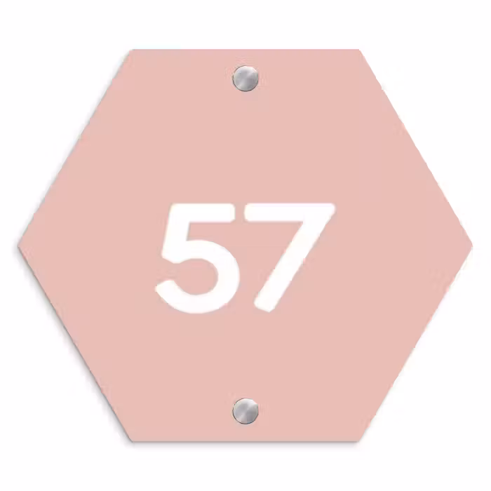 Namensschild Haustür Hexagon - Einfarbig rosa - Traditionell