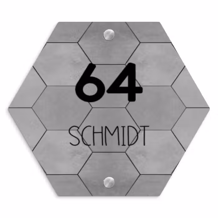 Namensschild Haustür Hexagon - Graue Fliesen - Modern