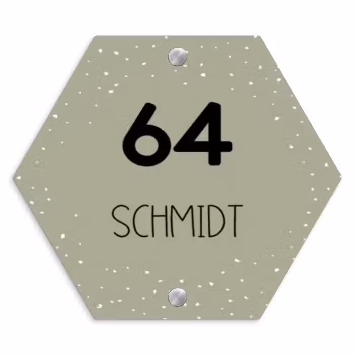 Namensschild Haustür Hexagon - Olivgrün mit Polka Dots - Modern
