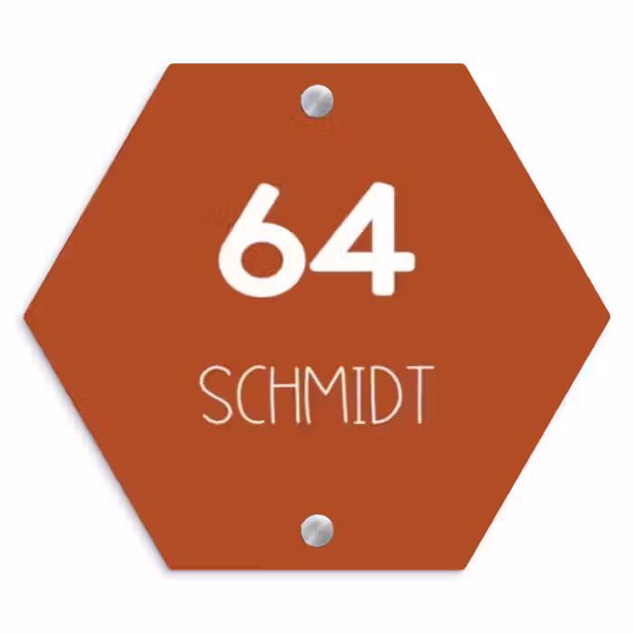 Namensschild Haustür Hexagon - Rostbraun - Modern