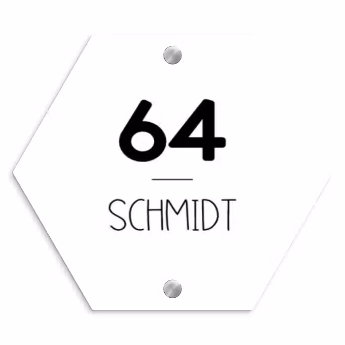 Namensschild Haustür Hexagon - Weiße Oberfläche - Modern