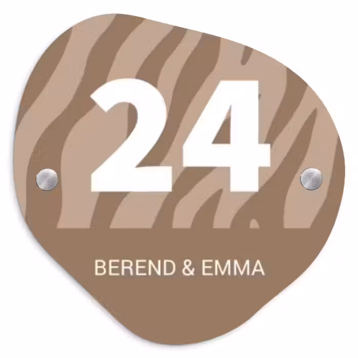 Namensschild Haustür Organisch  - Beige Zebra - Klassisch
