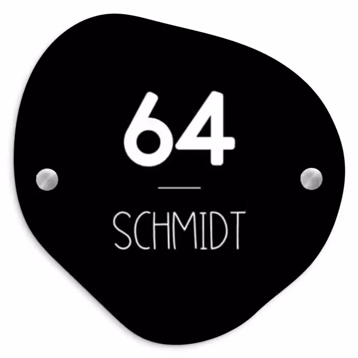 Namensschild Haustür Organisch  - Schwarze Oberfläche - Modern