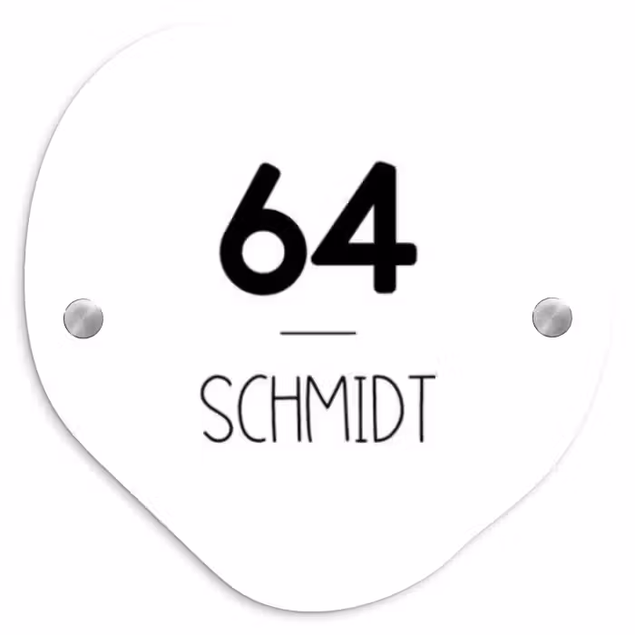Namensschild Haustür Organisch  - Weiße Oberfläche - Modern