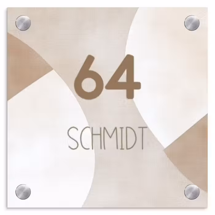 Namensschild Haustür Quadratisch - Abstraktes Beige - Modern