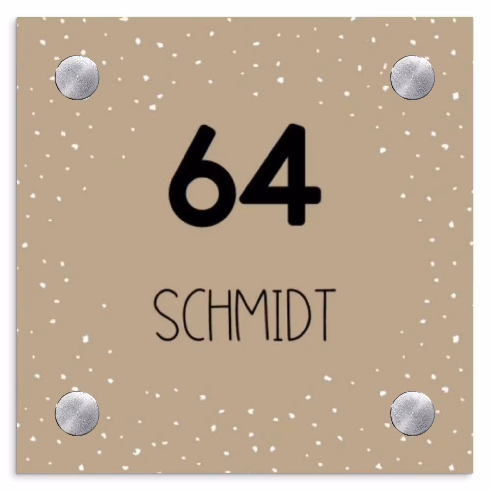 Namensschild Haustür Quadratisch - Beige mit Polka Dots - Modern