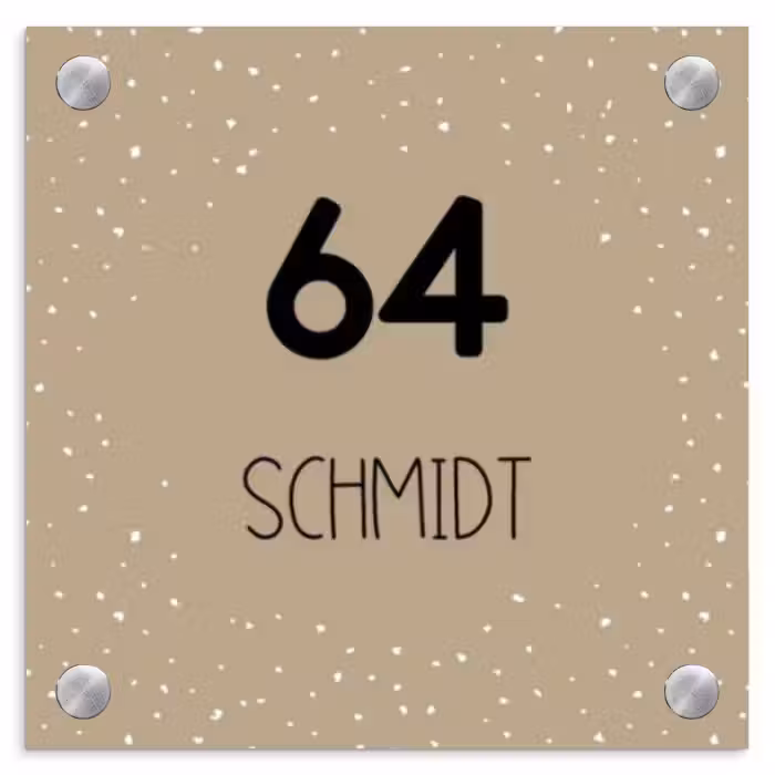 Namensschild Haustür Quadratisch - Beige mit Polka Dots - Modern