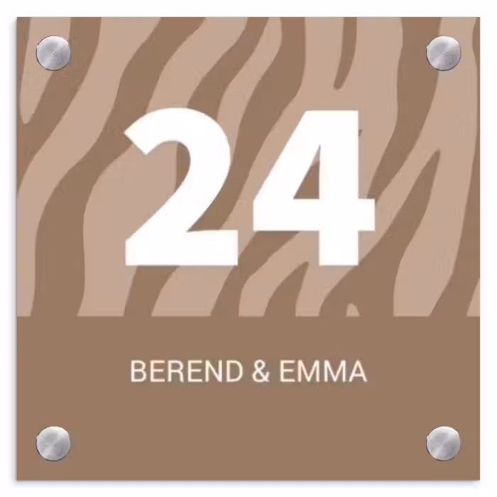 Namensschild Haustür Quadratisch - Beige Zebra - Klassisch