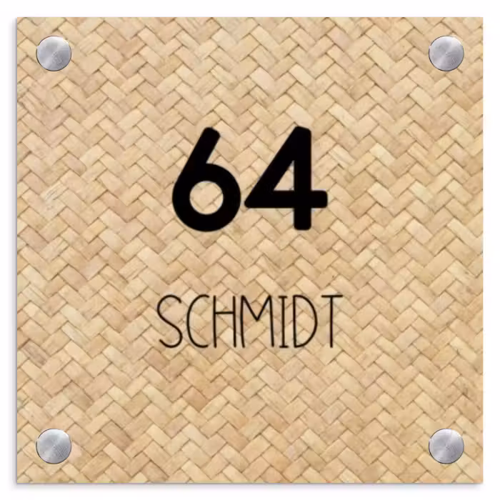 Namensschild Haustür Quadratisch - Geflochten - Weide - Modern