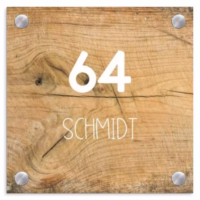 Namensschild Haustür Quadratisch - Holz - Modern