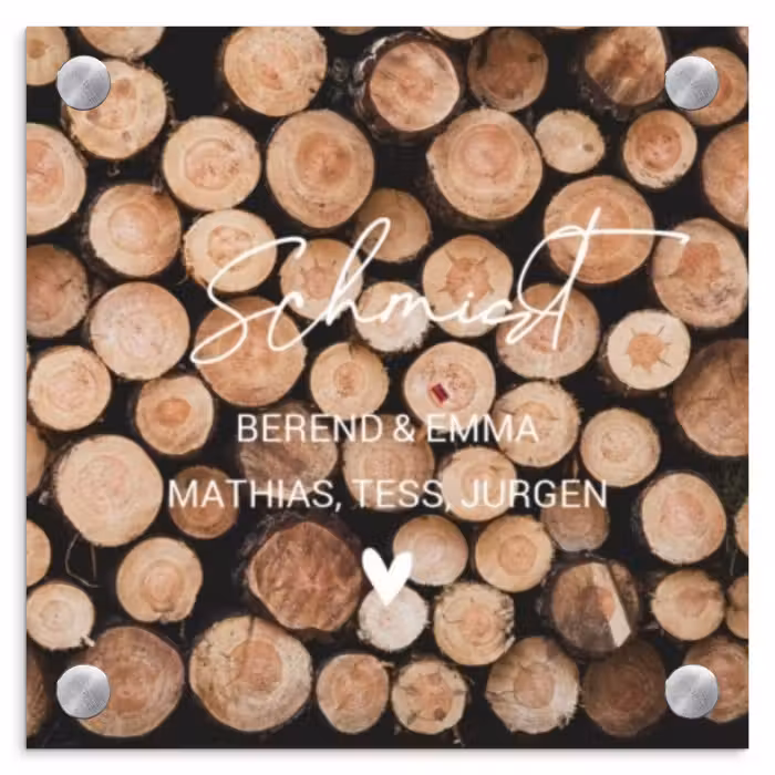 Namensschild Haustür Quadratisch - Holzstapel - ornamental