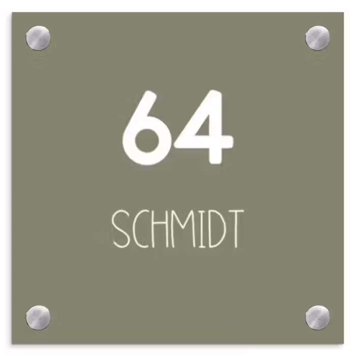 Namensschild Haustür Quadratisch - Olivgrün - Modern