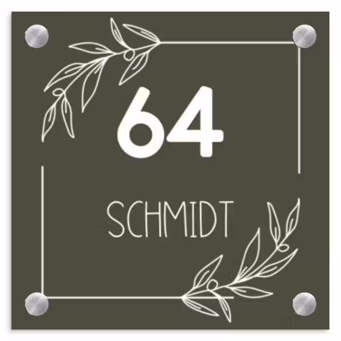 Namensschild Haustür Quadratisch - Olivgrün - Modern