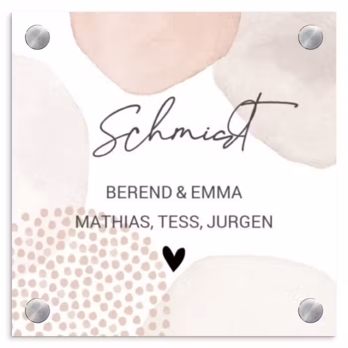 Namensschild Haustür Quadratisch - Pastellige Formen - Zierlich